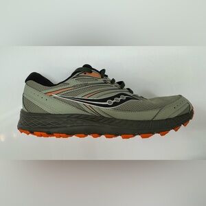 Saucony Cohesion 13 Greenish Gray and Orange Athletic Shoes